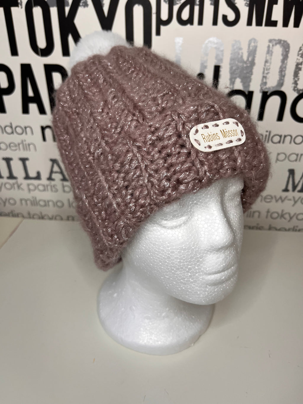 Mössa i akryl/ull/mohair
